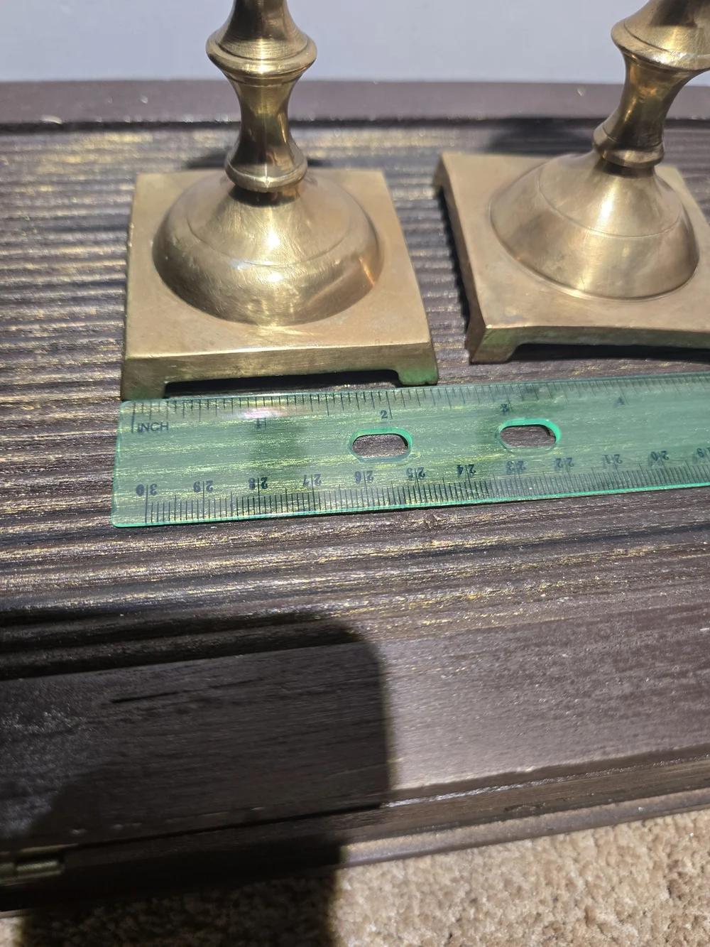 Vintage Brass Candlestick Holders - Pair Square Base